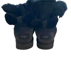UGG Black Mini Bailey Bow sherpa Fur suede Boots